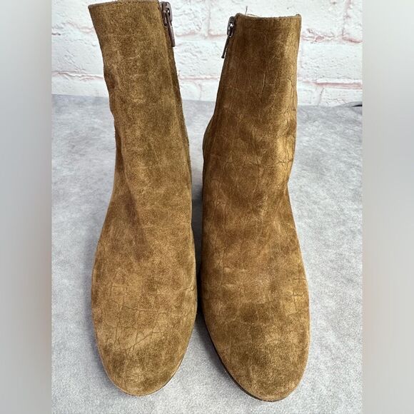 AGL Embossed Suede Block Heel Zip Ankle Boots Italy 36.5 - Picture 4 of 12